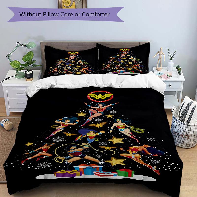 3-teiliges Wonder Woman Bettwäsche-Set, Weiche und bequeme Bettbezüge, Für Schlafzimmer, Gästezimmer (1*Bettbezug + 2*Kissenbezüge, ohne Füllung
