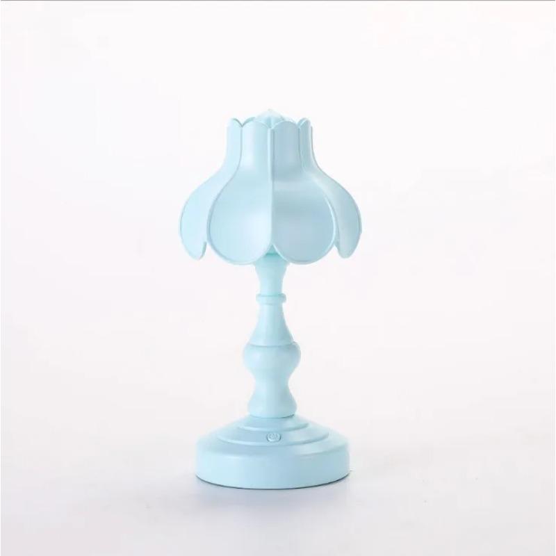 Retro Lotusblad Nattlampa Skrivbord Mini Dekorativa Ornament USB-Laddning Macaron-stil Sängbelysning Liten Bordslampa