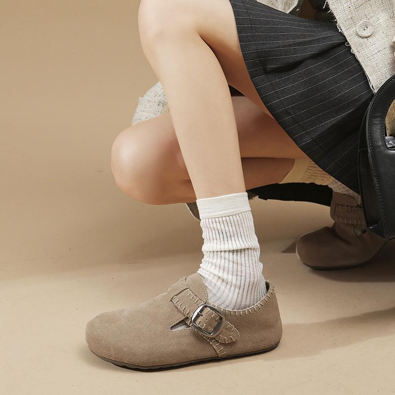 Retro flat-bottomed women's autumn new versatile fashion one-pedal casual Boken single shoes