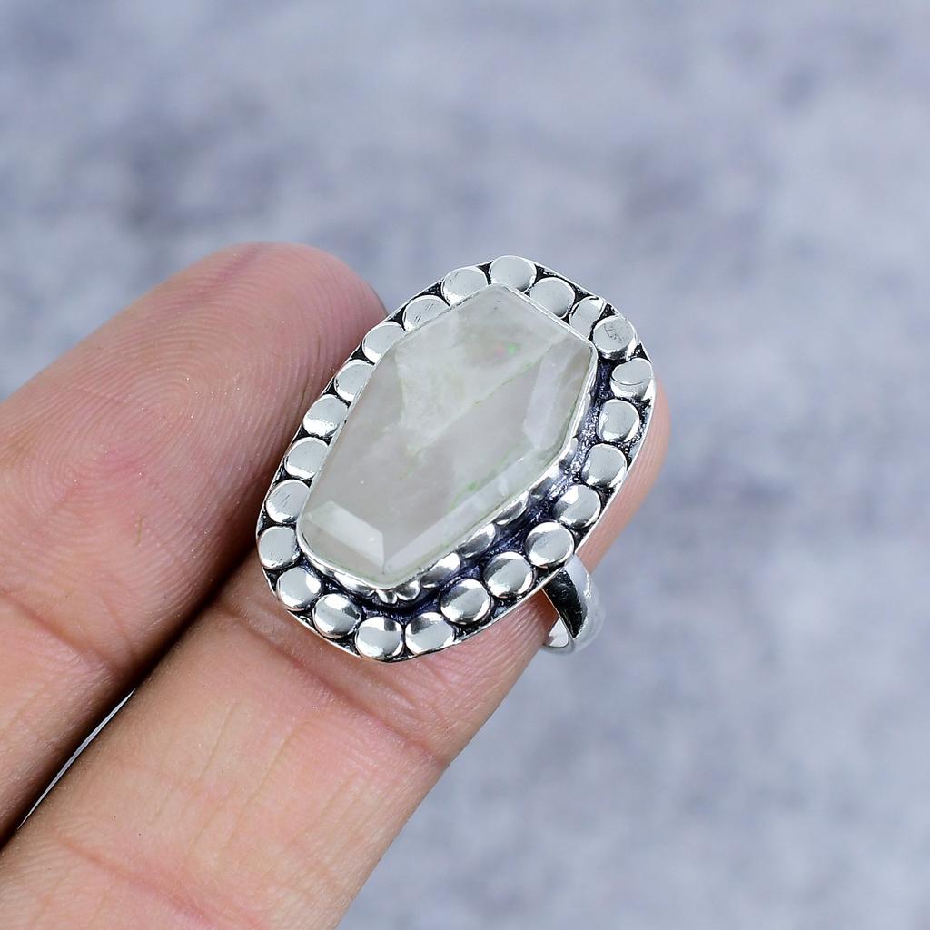 Rose Quartz Gemstone Handmade 925 Sterling Silver Jewelry Ring Size 8 M-2590