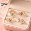 Anti-oxidation Ring 4Pcs/Set Adjustable Set Pink Flower Multi-Petal Design Finger