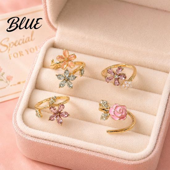 Anti-oxidation Ring 4Pcs/Set Adjustable Set Pink Flower Multi-Petal Design Finger