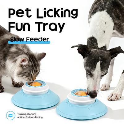 Dog Cat Licks Toys for Liquid Food, Anxieties Relief Slow Feeder Dog Lick Ball Treat Dispenser, Non-Slip Licking Bowl