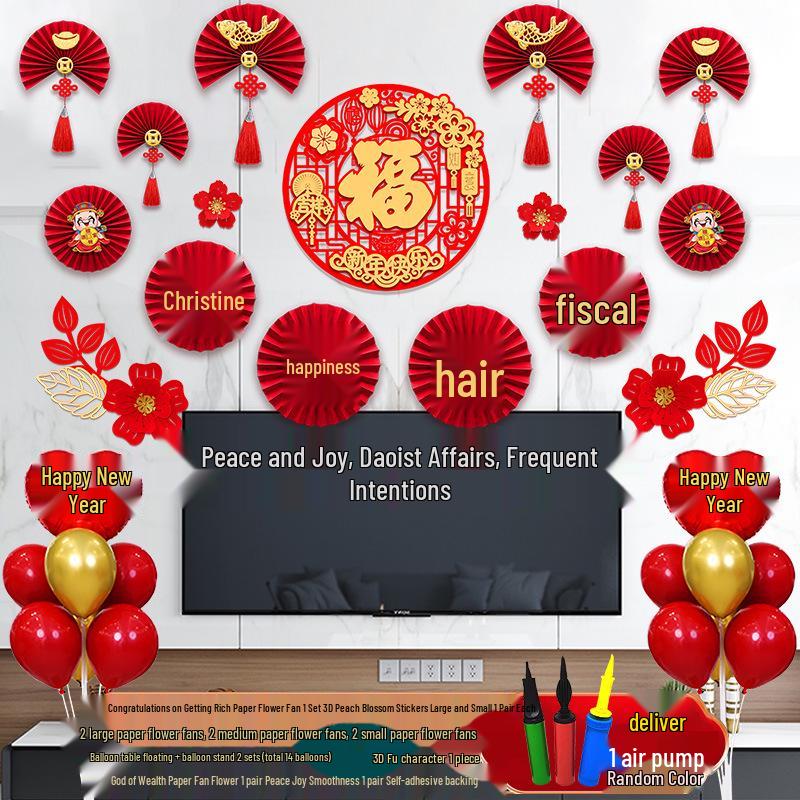 New Year Spring Festival Paper Fan Flower Decorations for Store and Home