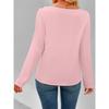 QICED Button-embellished Crew-neck Shirt Autumn Casual Long-sleeved T-shirt for Women