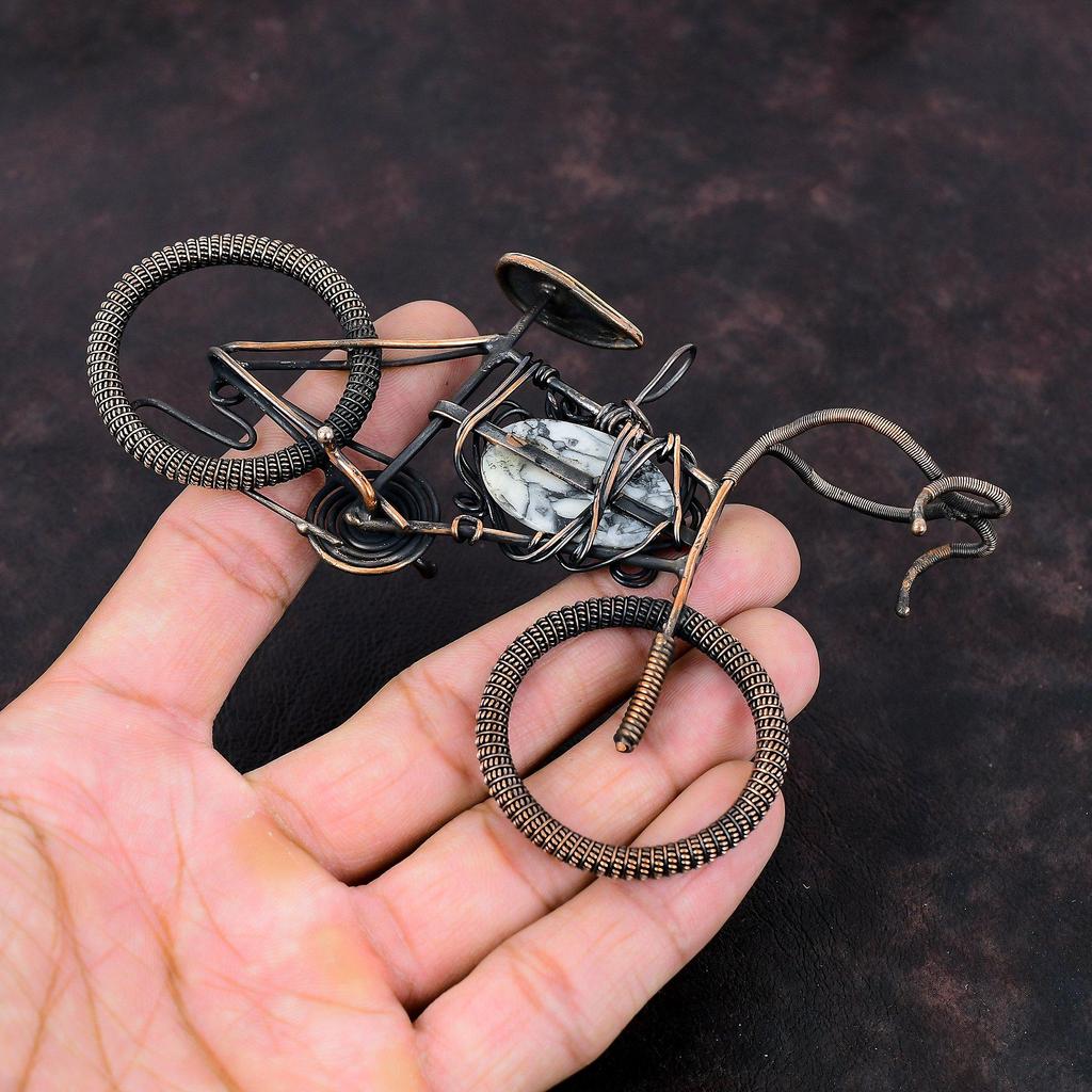 Pinolith Jasper Pendant Copper Wire Wrapped Jewelry Handmade Pendant Copper Cycle Jewelry Gemstone Pendant Gift For Her Wire Wrapped Jewelry