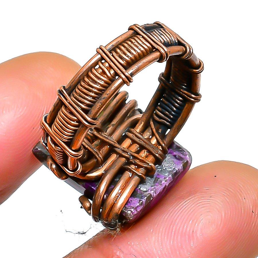 Copper Amethyst Gemstone Handmade Copper Wire Wrap Jewelry Ring Size 9.5