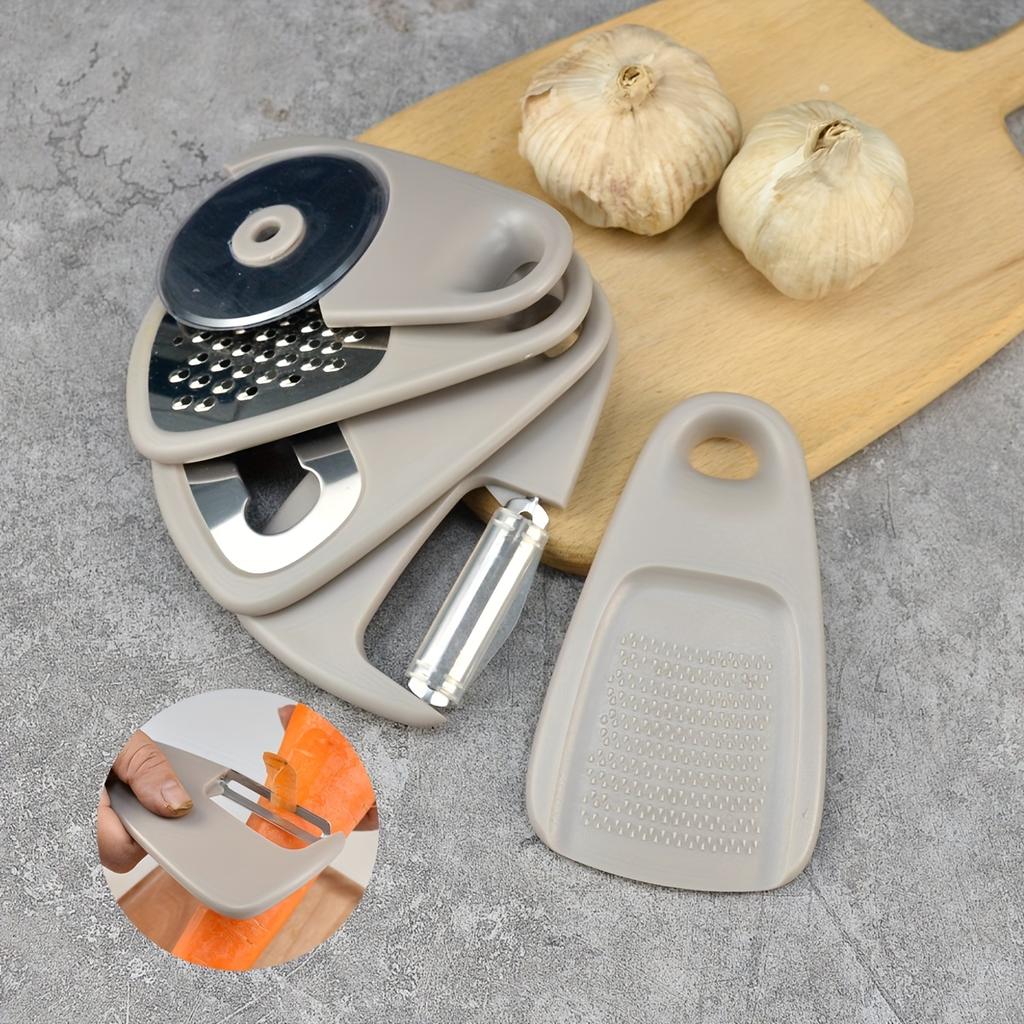 Kitchen Gadget Set 5pcs, Space Saving Cooking Tools Kitchen Accessories Garlic/Ginger Grinder, Cheese Grater, Vegetable/Fruit Peeler