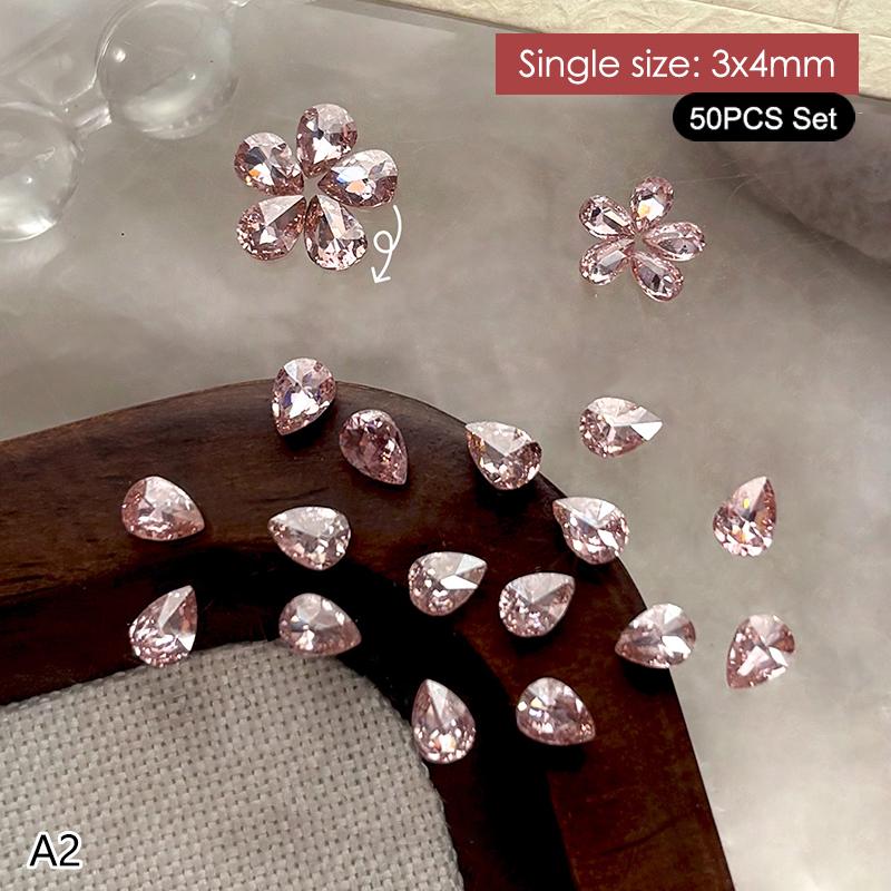 50 Stück Mehrfarbige Mini-Wassertropfen Zirkon Nail Art Strasssteine 3D Flachboden Kristallsteine Maniküre Dekoration