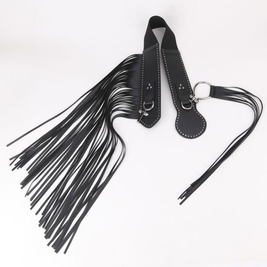 Women Imitation Leather Belt with Tassel Design Solid Color Adjustable Waist Belt Retro Style Clothing Accessory