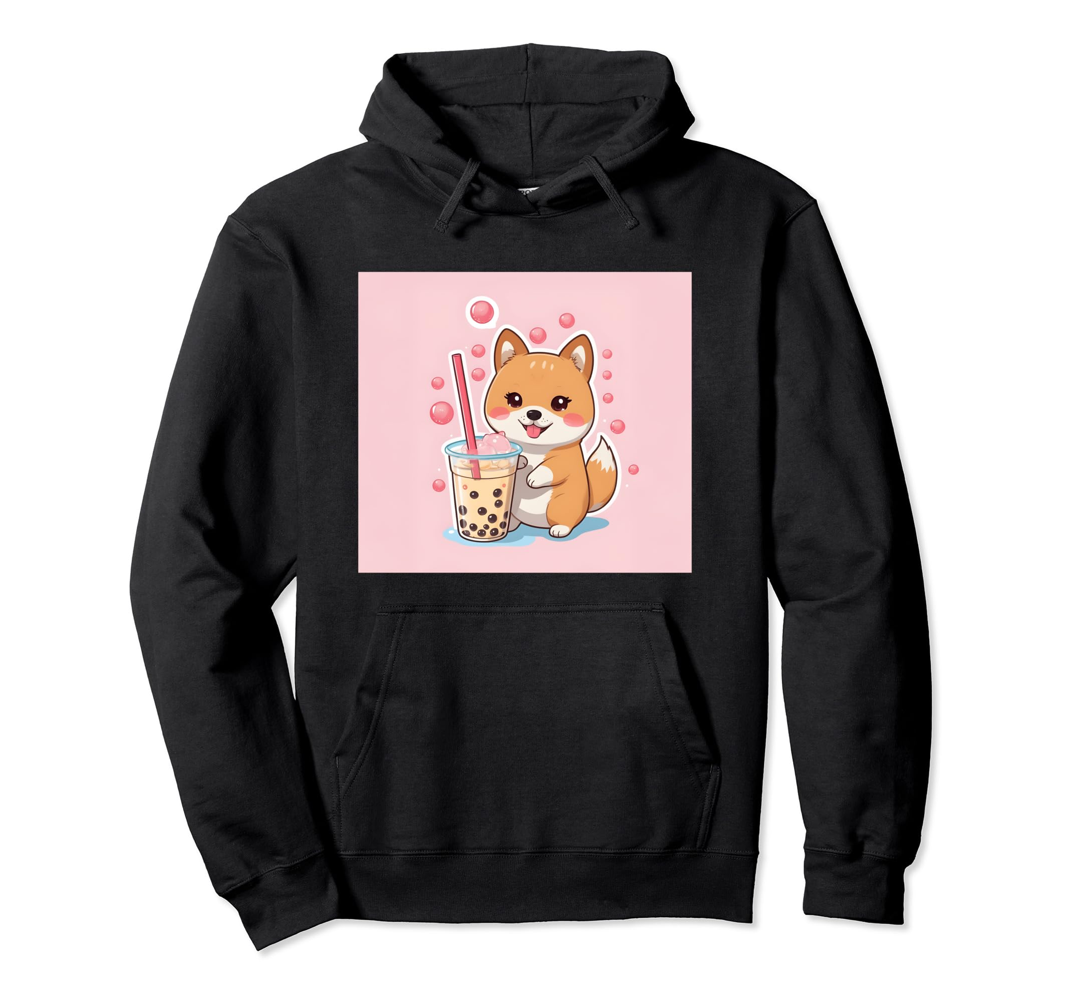 

худі з принтом shiba bubble things миле, собака, іну, боба, чай, миле, чорний