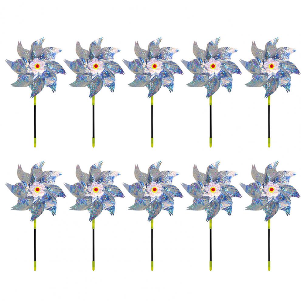 

10 Pcs Garden Spinner Scare Device 20.5 Tall Outside Reflective Wind Spinner Wind-driven PVC Reflective Pinwheel Yard Decor