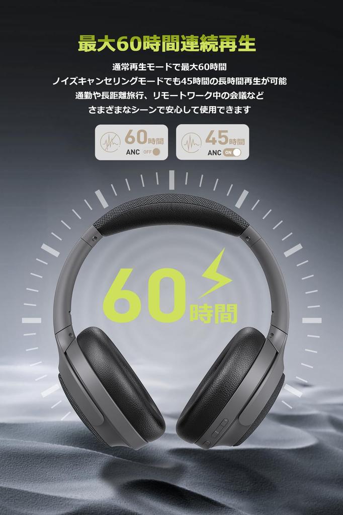 MIATONE Seattle Wireless Hybrid Active Noise Up To Wireless AUX Wired Ambient Sound Capture Deep Headphone Storage Case Up To 60 Hours of 40mm 10mm