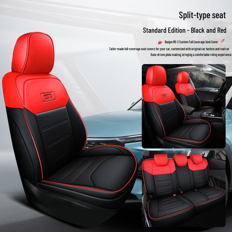 QQG Maßgefertigter Sportsitzbezug aus Leder für Baojun RS-3: Ganzjahres-Kissenpolster