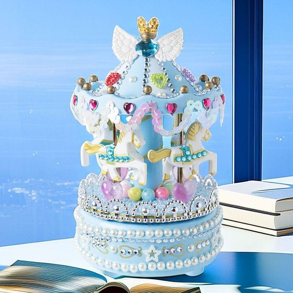 

Cartoon Handmade Music Box With Pearl Children s Music Box Creative DIY Carousel Music Box Girl