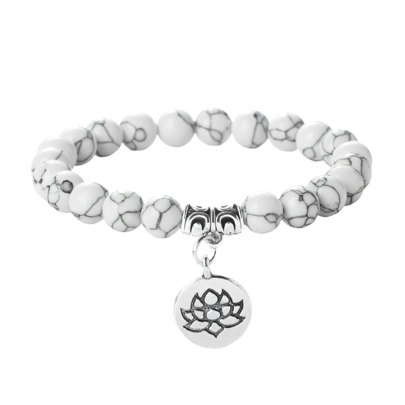 Stylish Adjustable Elastic Buddhas Bead Bracelet with Lotuses Charm Stretch Wristchain Accessories For Women Men