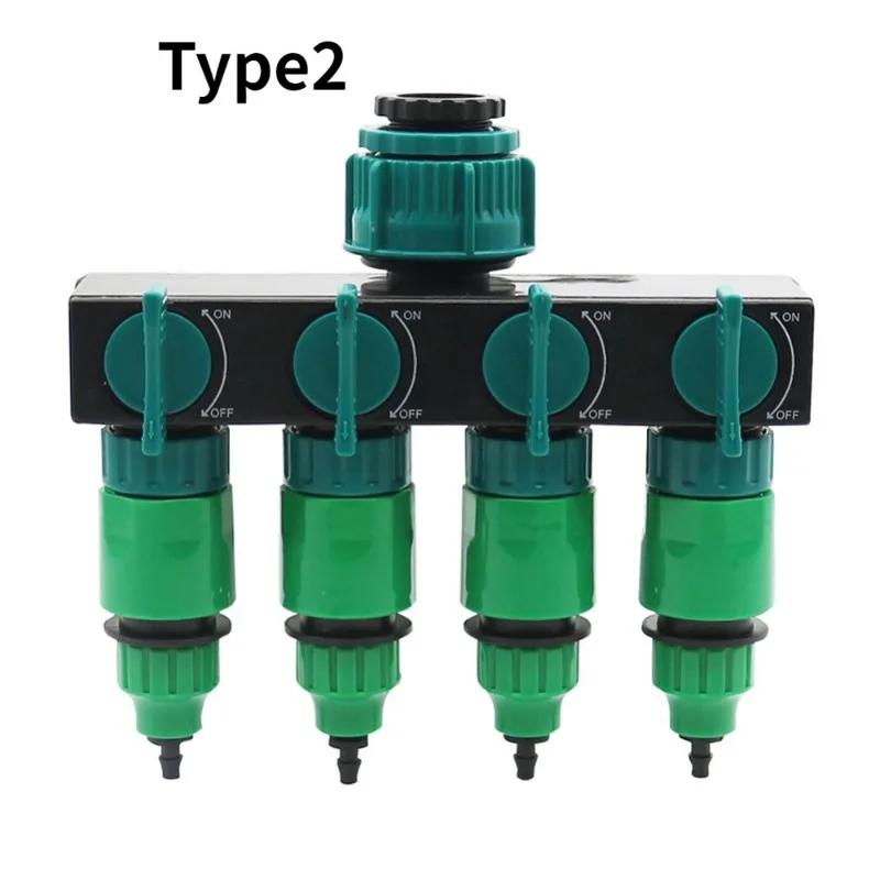 1 Set Tuinirrigatie 4-weg Kraan Slangverdeler Tuin Druppel 4/7 of 8/11 Slangkoppelingen Pijpconnector Irrigatieset