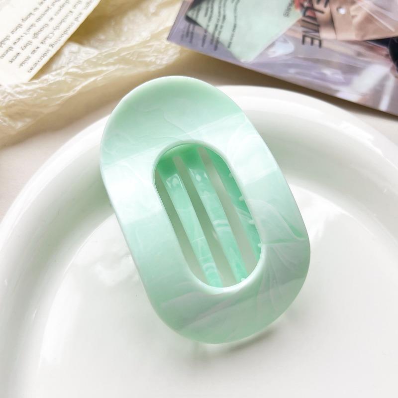 Arc-shaped Oval Grab Clip Marble Gradient Color Ponytail Bun Shark Clip High-end Hair Accessory Hair Clip