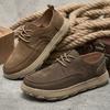 Spring New Genuine Leather Shoes for Men with Lace Up Retro Solid Sole Lightweight Casual and Easy To Wear Shoes with Thick Sole
