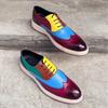 Chaussures Oxford à Talonnettes pour Homme Cuir Multicolore à Lacets Chaussures Business Casual pour Mariage Fête Occasion Formelle