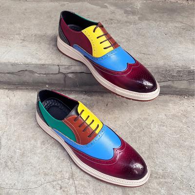 Chaussures Oxford à Talonnettes pour Homme Cuir Multicolore à Lacets Chaussures Business Casual pour Mariage Fête Occasion Formelle
