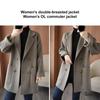 Women Winter Coat Solid Color Loose Double-breasted Turn-down Collar Side Pockets Cold-proof Cardigan Plus Size Thicken Autumn Overcoat Women Garment