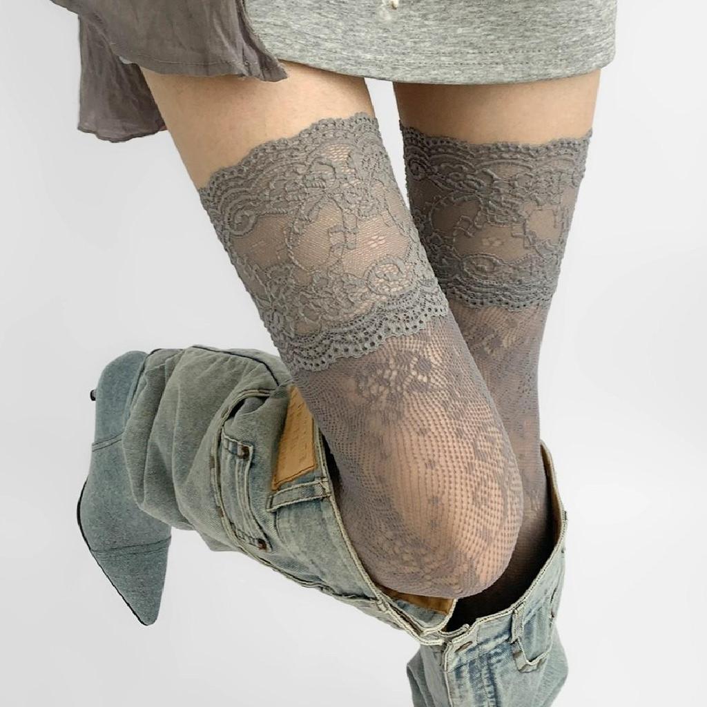 Lace Hollow-Out Ultra-Thin Japanese Over-the-Knee White Stockings – Spring/Summer Sweet Style