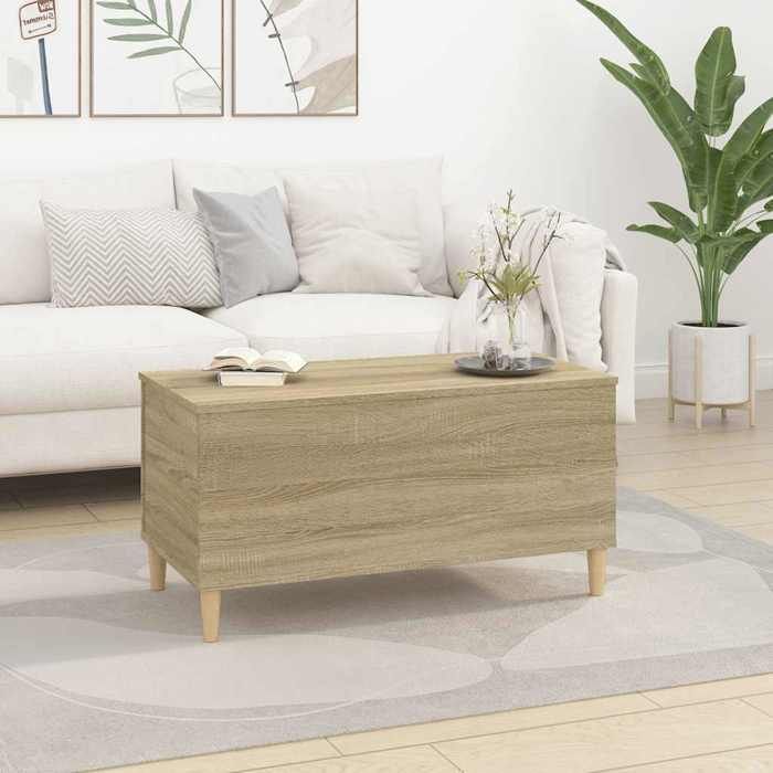 819583 vidaXL Coffee Table Sonoma Oak 90x44.5x45 Cm Engineered Wood