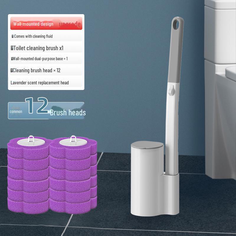 Engangs veggmontert toalettbørste for enkel utskifting og rengjøring uten vask