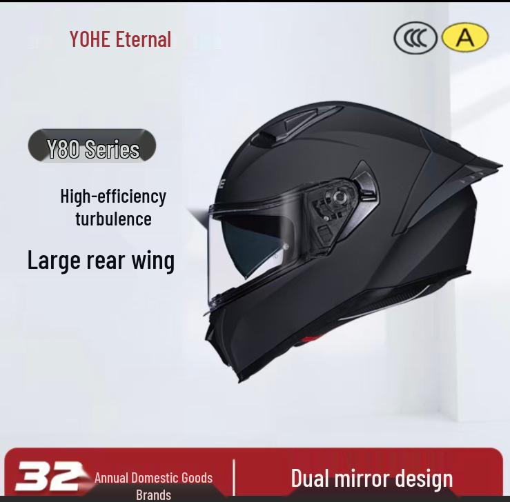 Bluetooth Eternal Y80 Motorcycle Helmet: Full Face, Double Visor, Universal Fit, All-Season Safety for Men and Women. XL 61-62CM