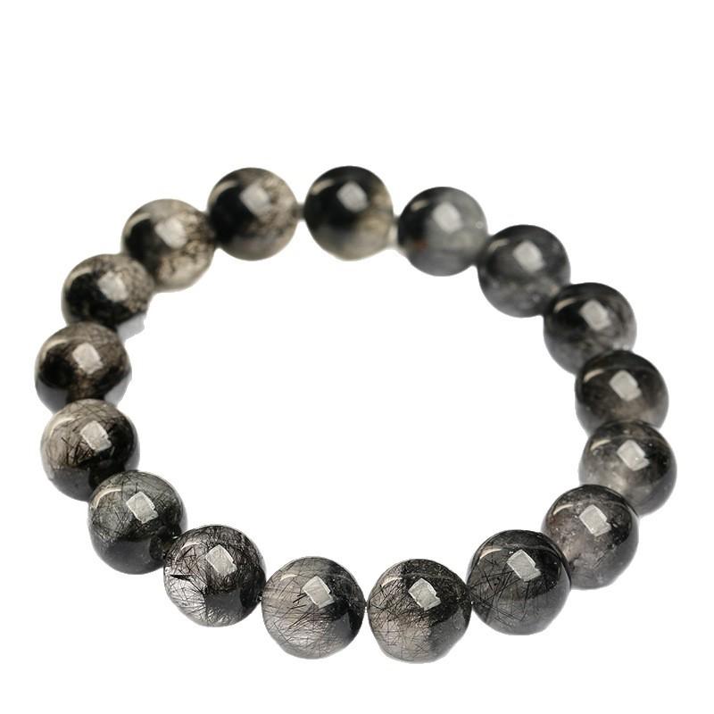 Hongchu Crystal Natural Black Rutilated Quartz Treasure Bowl Bead Bracelet Ice Black Rutilated Quartz Treasure Bowl Bracelet