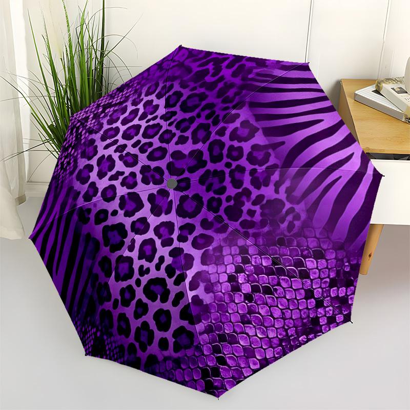

1pc Purple Prints Automatic Opening/Closing Umbrella with Operation & Windproof Canopy - Folding Design, Holiday Gift yy260225147