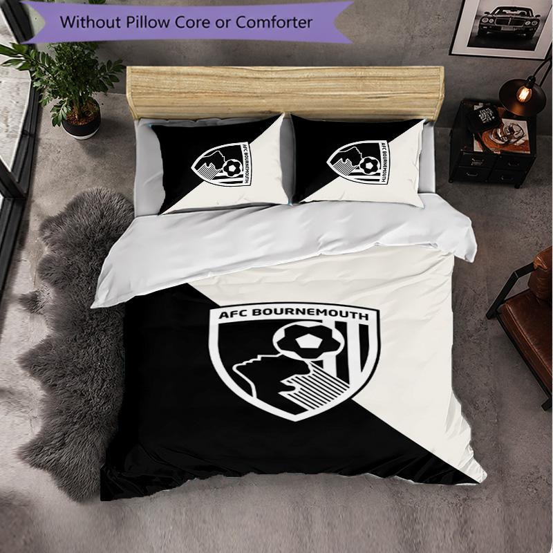 Set Biancheria da Letto Bournemouth Football 3 Pezzi Morbido Set Copripiumino con Federe Set Decorazione Camera da Letto per la Casa