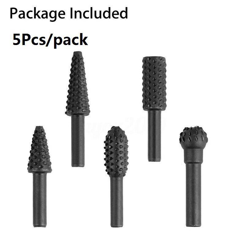 5 bucăți de burghiu elicoidal pentru prelucrarea lemnului, șlefuire în lemn, cu șlefuit de 1/4 inch, cu unelte cu tijă de 1/4" Cap de șlefuit în relief rotativ în formă de daltă