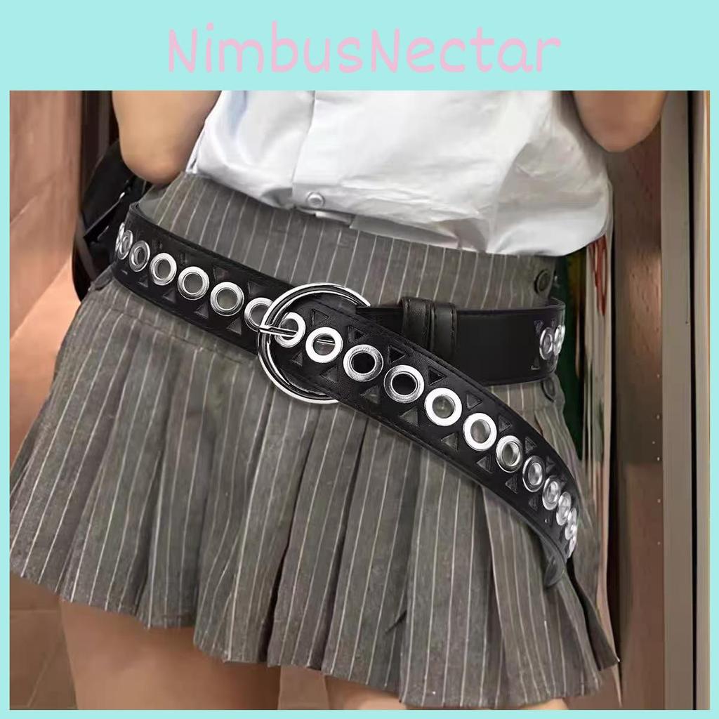 Inspired Metal Buckle Belt With Hollow Out Design For Fashionable Outfits