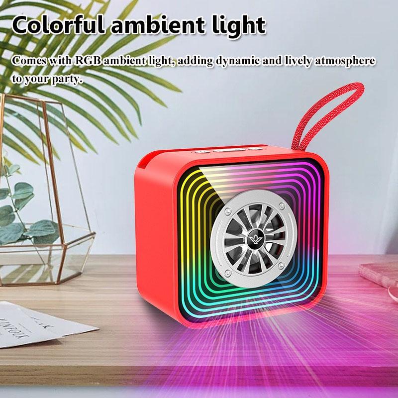 Mini Mirror Bluetooth Speaker Wireless Outdoor Heavy Bass Soundbar RGB Atmosphere Light MP3 Music Player with TF Card USB Slot