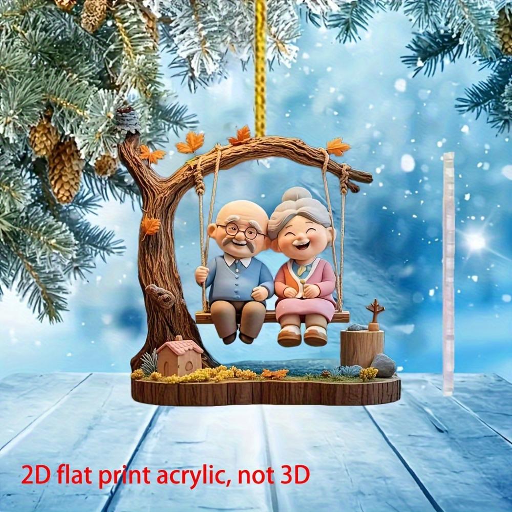 Lovely Grandparents Swing, 2D Flat Acrylic, Decoration, Suitable for Windows, Porch, Living Room, Gifts, Father's Day, Mother's Day