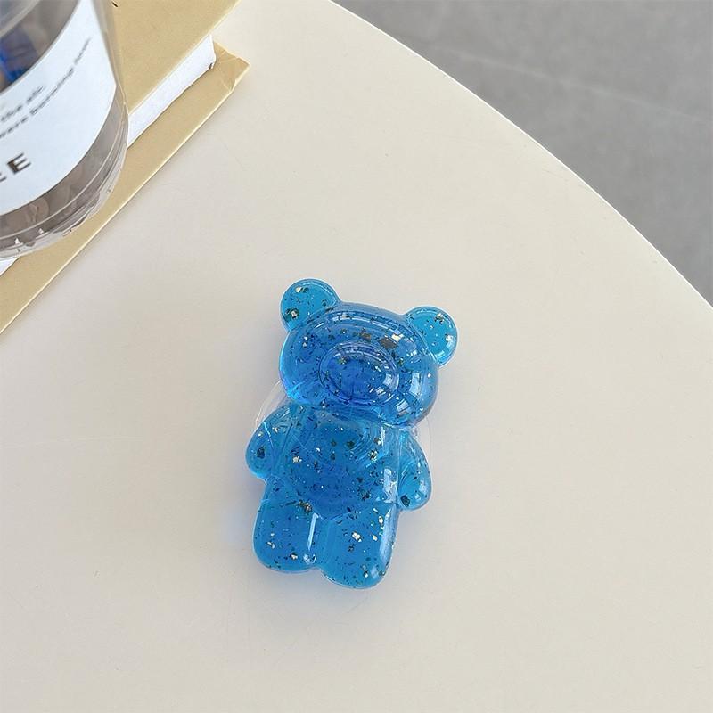 Ins Transparent Bear Mobile Airbag Bracket Korean Gold Foil Back Adhesive Creative Desktop Stable Cross Border Wholesale