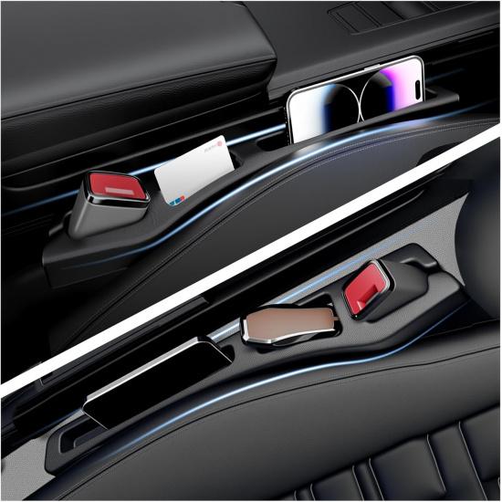 2PCS Car Seat Gap Filler Organizer,Multi-Purpose Car Seat Gap Fillers With Seats Belt Holes & Phone Holder,Universal Console Catcher Between Seats