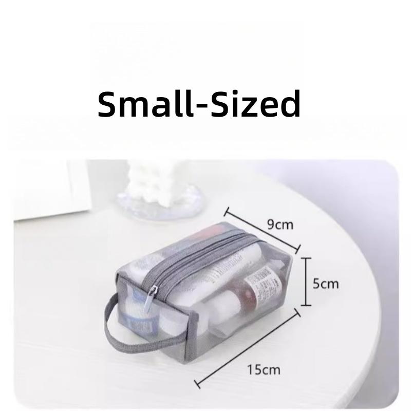 Transparent Mesh Cosmetic Bag Makeup Bag Travel Zipper Toiletry Bag Large Capacity Portable Handbag Storage Washbag