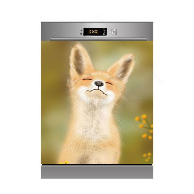 3D kreative handgezeichnete lustige Tiere Kunst Design selbstklebende Kühlschrank Spülmaschine Tür Aufkleber Tapete Wandaufkleber Küche