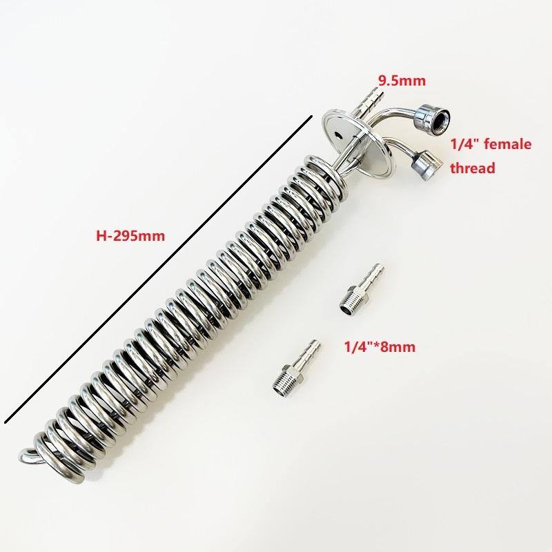 2" OD64mm Reflux Homebrew Coil Condenser Dimroth With 2"Sight Glass Diopter For Moonshine Distillation Column Cooling Coil SS304