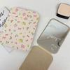 Desktop Makeup Mirror Floral Pu Leather Simple Portable Handheld Makeup Mirror Foldable Student Compact Cute Pocket Mirror