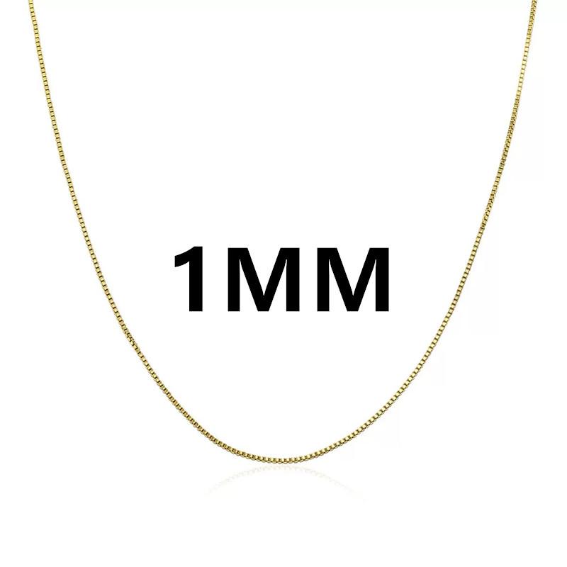 

Серебряное колье 925 пробы с позолотой, Тонкая цепочка-коробка 1 мм, Ювелирное изделие, Подарок на помолвку для женщин 45cm золотой