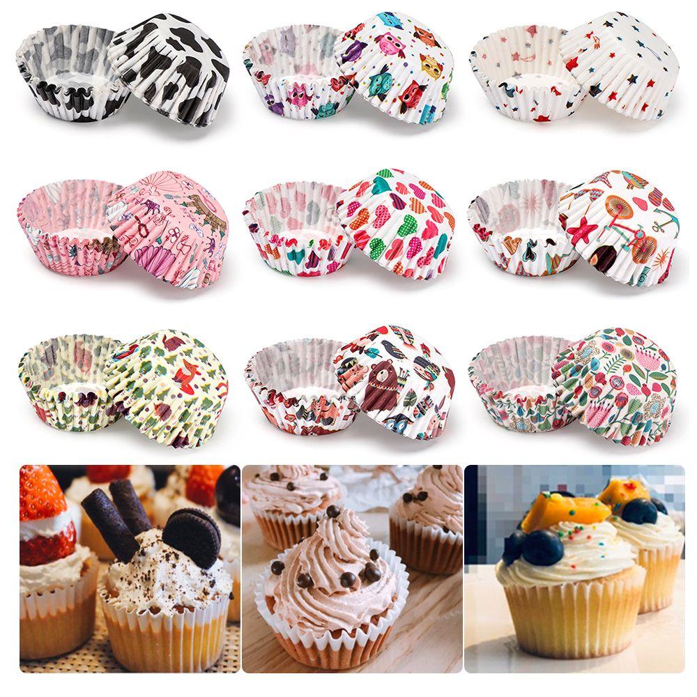 100PCS Bakeware DIY Cupcake Grease-proof Party Supplies Animal Flower Muffin Cup Cake Paper Cups