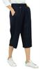 Bimba Women's Rayon Capri Culottes with Back Elastic Casual Summer Pants With Pockets Black -