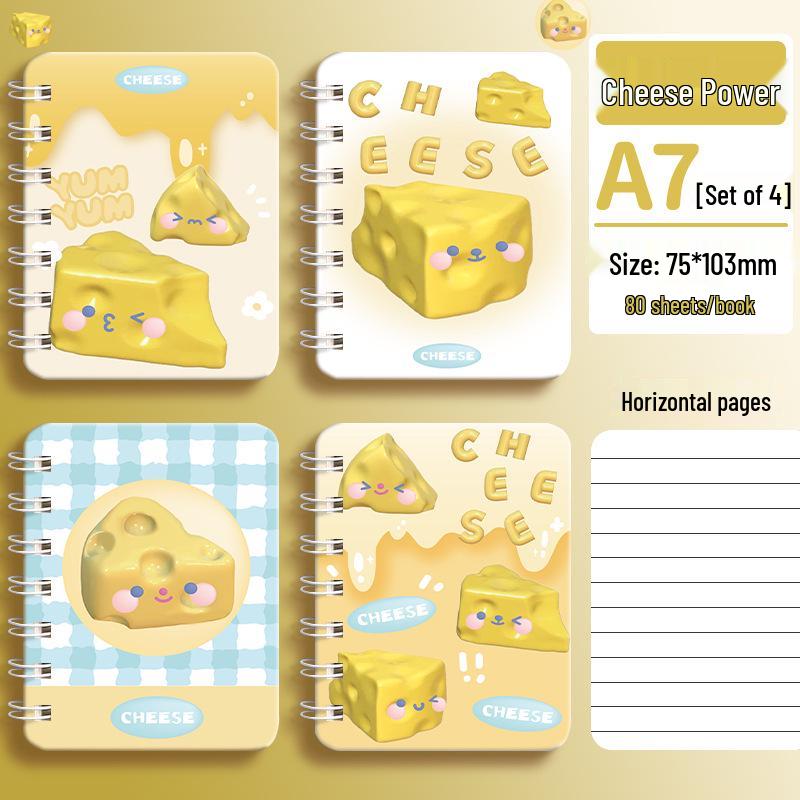 Cheese Power A7 Small Cartoon Spiral Notebook: Cute Mini Pocket Diary