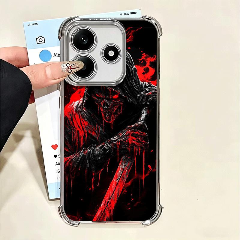 Tod Sensenmann Schädel Sense Vergoldung Handyhülle für Xiaomi Poco X5 X6 X7 X8 Pro Max F8 Ultra F7 M8 M7 M5S Redmi 15C 15 14C 13C