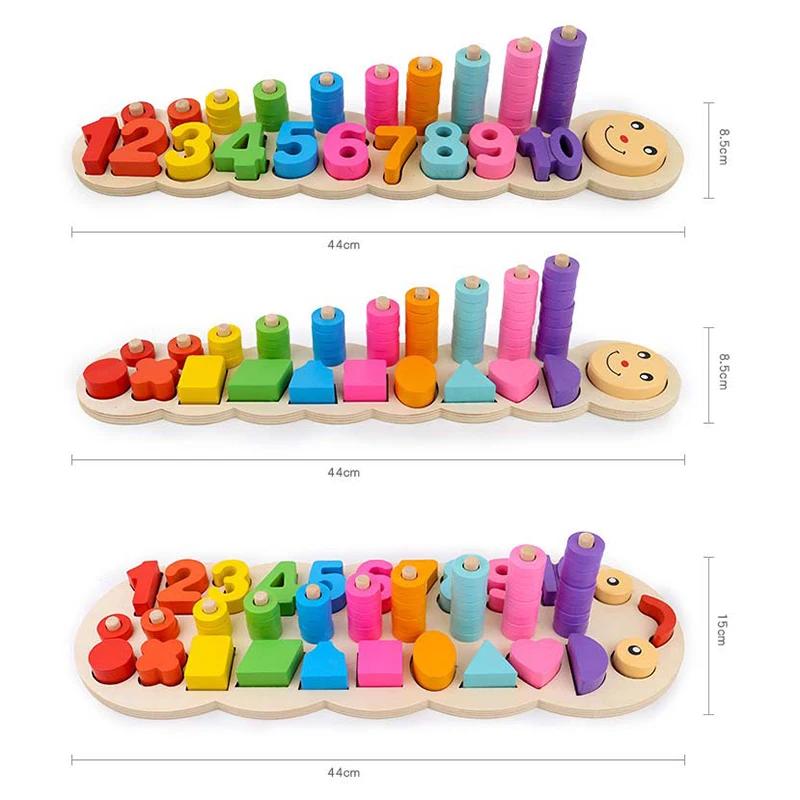 Children Wooden Montessori Pairing Toys Learn To Count Numbers Matching Digital Shape Match Early Education Teaching Math Toys