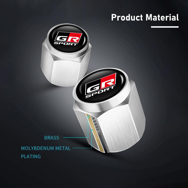 4PCS Car Logo Metal Wheel Tire Valve cover Cap Auto Styling Accessories For Toyota GRsport Yaris Corolla Rav4 CHR Auris Cruiser